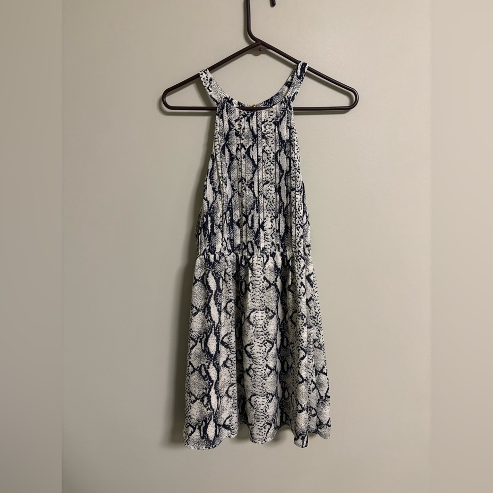 Ark & Co Snake Print Halter High Neck Keyhole Back Dress Size Medium New